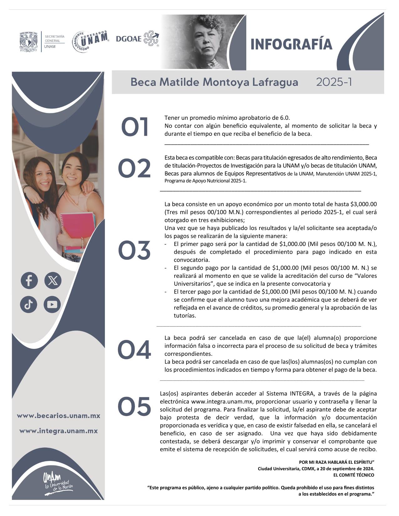 Convocatoria Beca Matilde Montoya Lafragua 2025-1